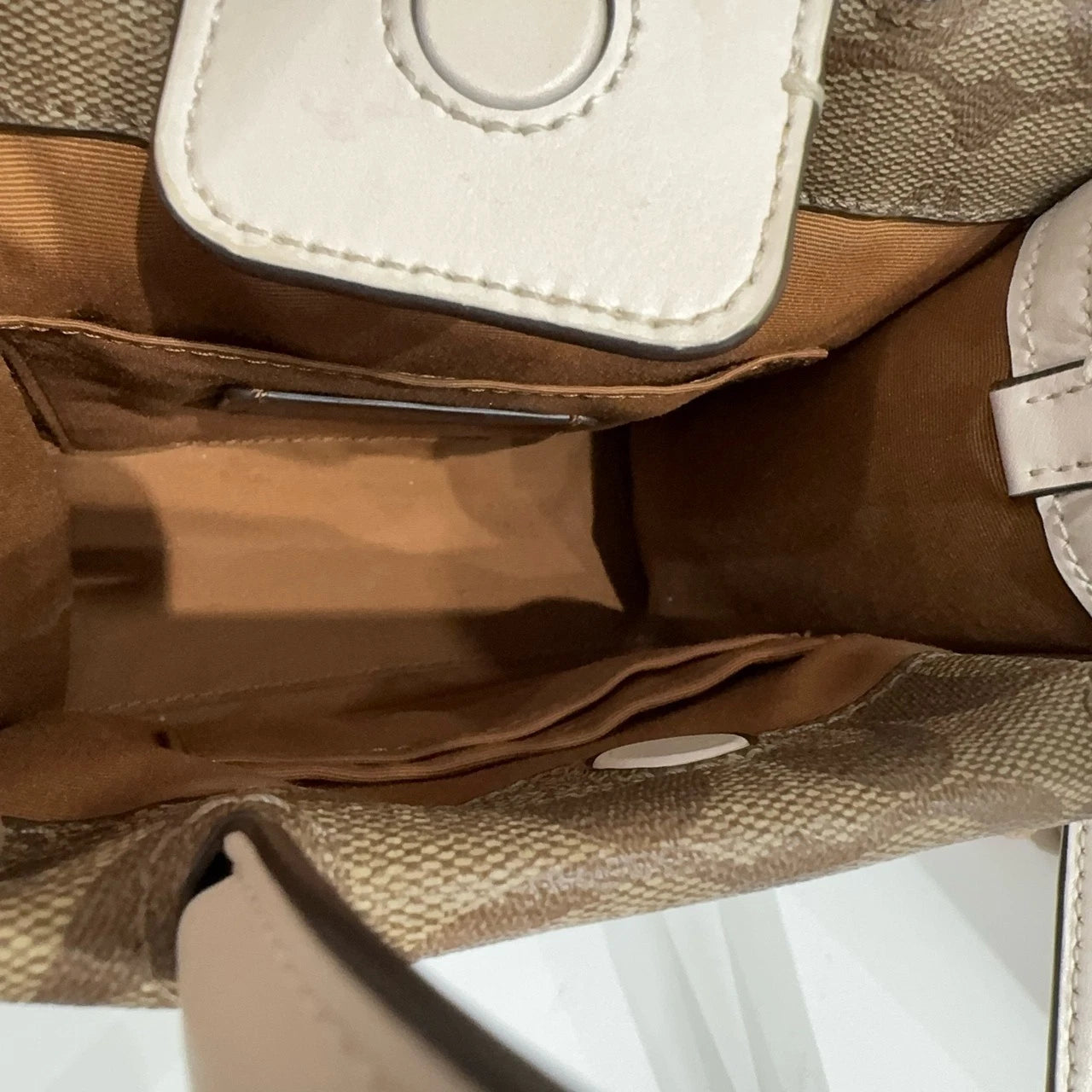 Coach Cally 17 Classic Monogram Canvas Leather Tote Crossbody Women