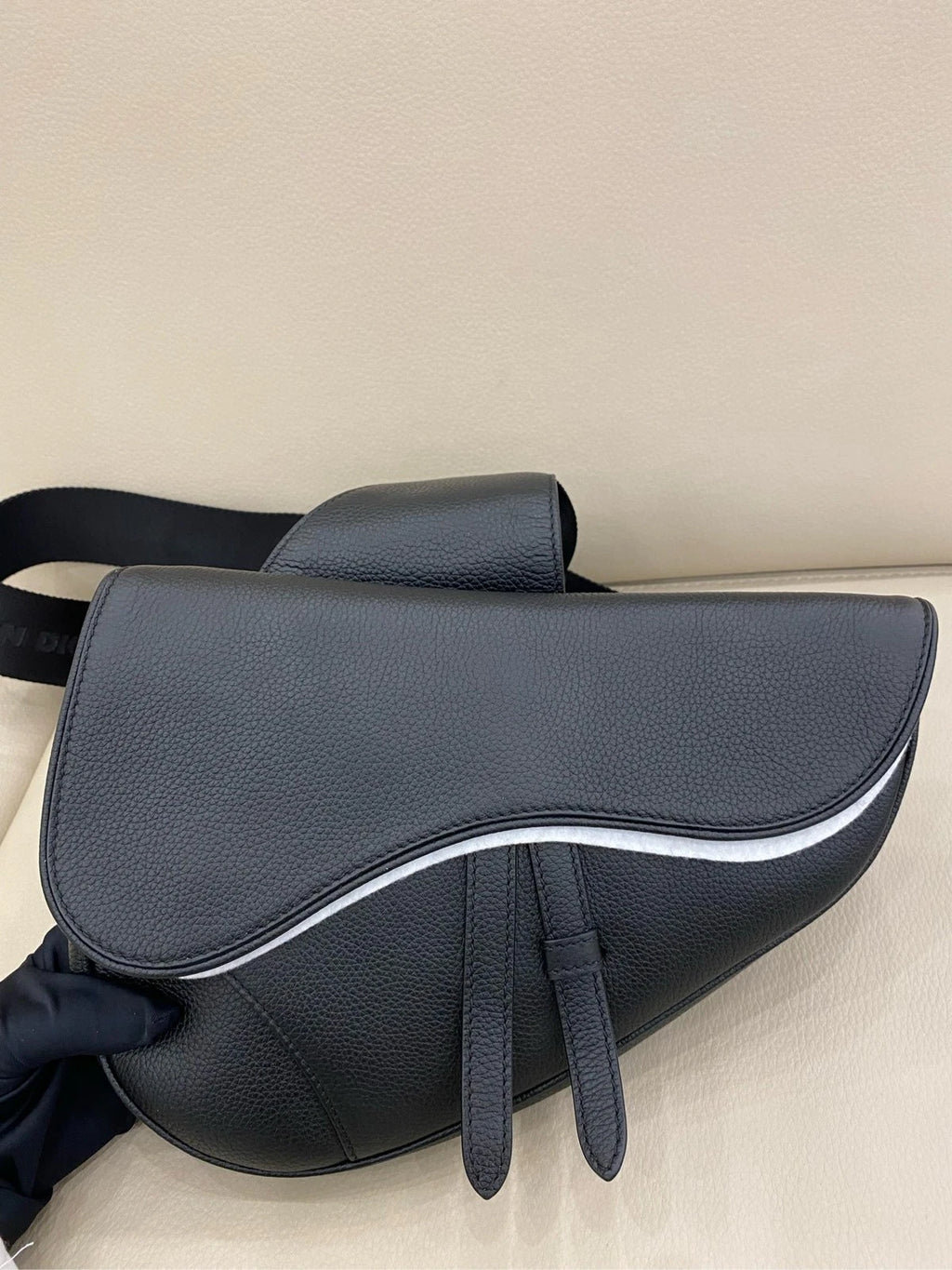 Dior Medium Saddle Black Calfskin Shoulder Bag For Women