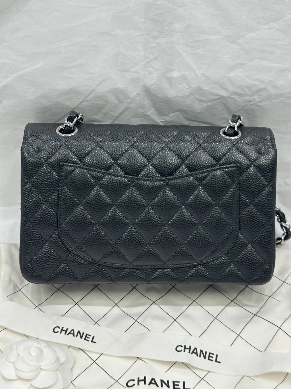 CHANEL Classic Flap Small Black Leather Shoulder Bag For Women