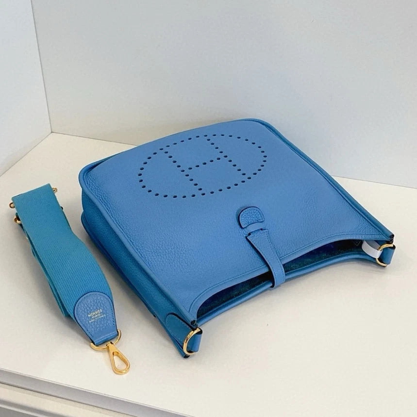 Hermes Evelyne29 Shoulder Crossbody Blue Gold Used Women Classic