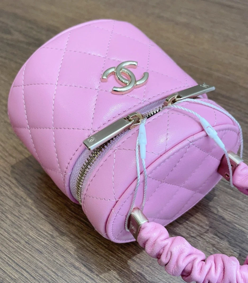 Chanel Bucket Pink Top Handle Bag Gold Hardware Women Fashion