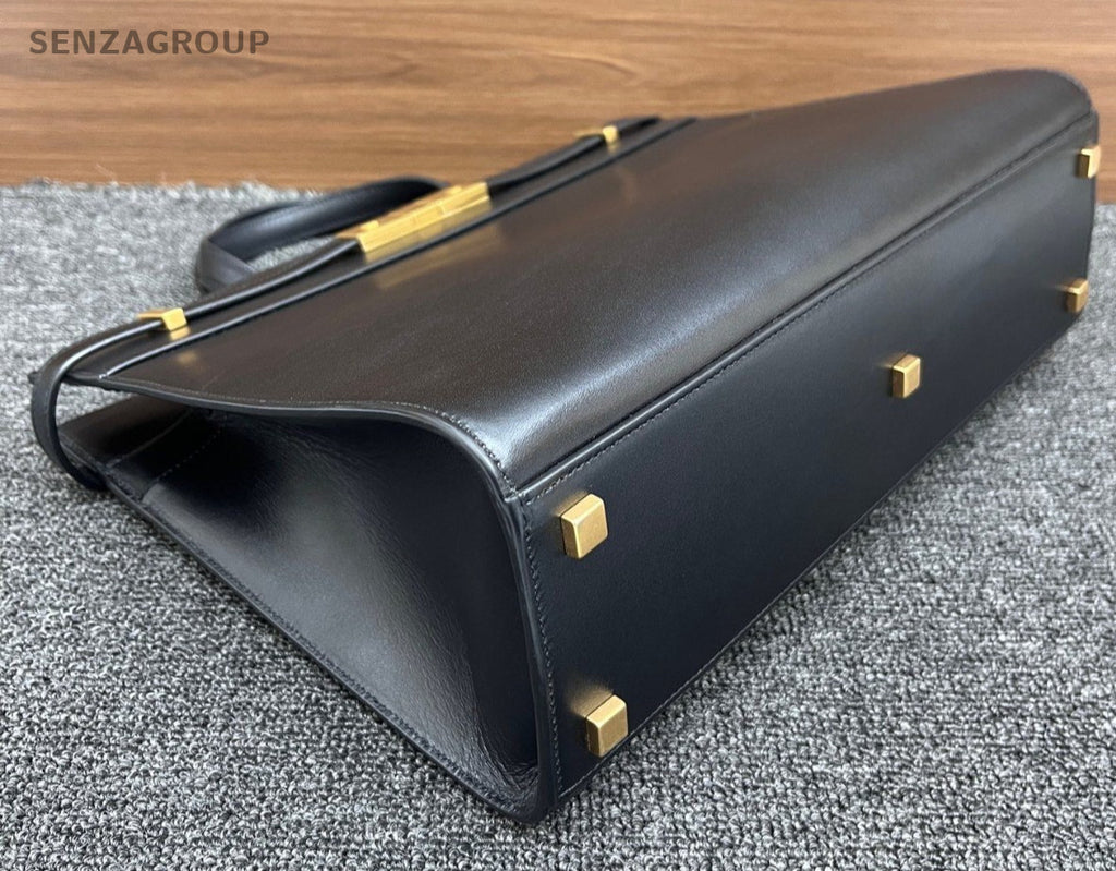 Saint Laurent  Manhattan GM Handbag Crossbody Black Gold Used Women Classic