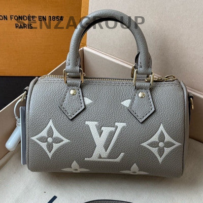 Louis Vuitton Speedy Nano Monogram Grey Gold Handbag Women Classic