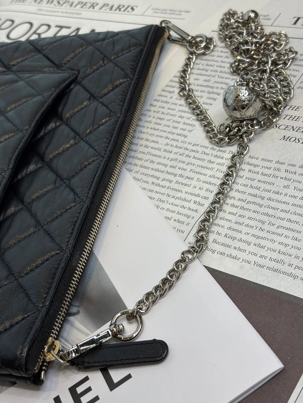 CHANEL 2.55 Black Gold Colorblock Chain Clutch Crossbody Bag For Women