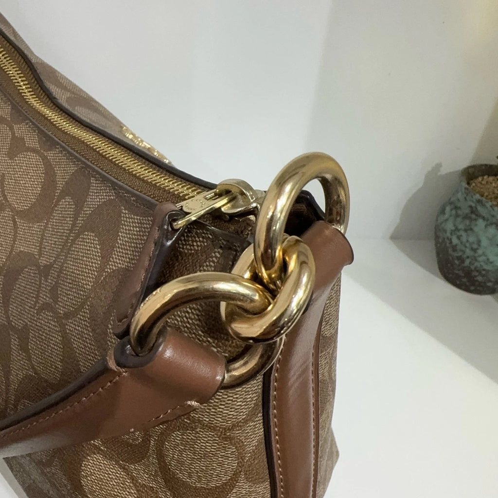Coach Lewis 26 Canvas Monogram Crescent Shoulder Crossbody Women