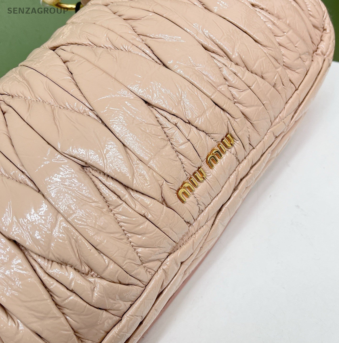 Miu Miu Coffer 2Way Top Handle Bag Crossbody Pink Gold Women Classic Fashion