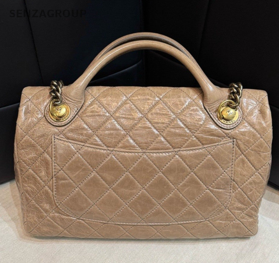 Chanel Diamond Chain Calfskin Shoulder Bag Top Handle Bag Pink Women Classic