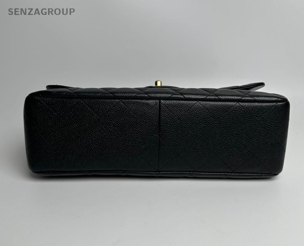 Chanel Classic Flap GM Chain Shoulder Bag Crossbody Black Gold Women Fashion