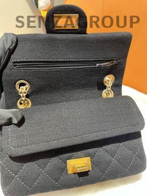 Chanel 2.55 Black Gold Chain Shoulder Bag Classic Women Fashion