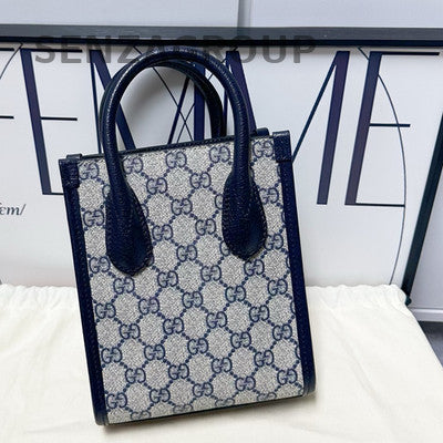 Gucci GG Supreme Mini Tote Bag Beige Blue Women's Shoulder Crossbody Bag
