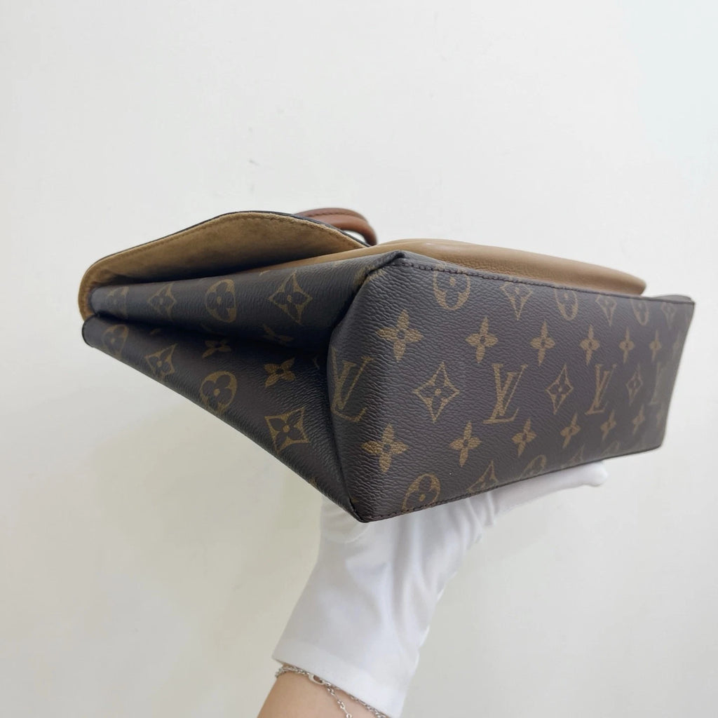 Louis Vuitton Marignan Monogram Top Handle Crossbody Bag Brown Gold Women