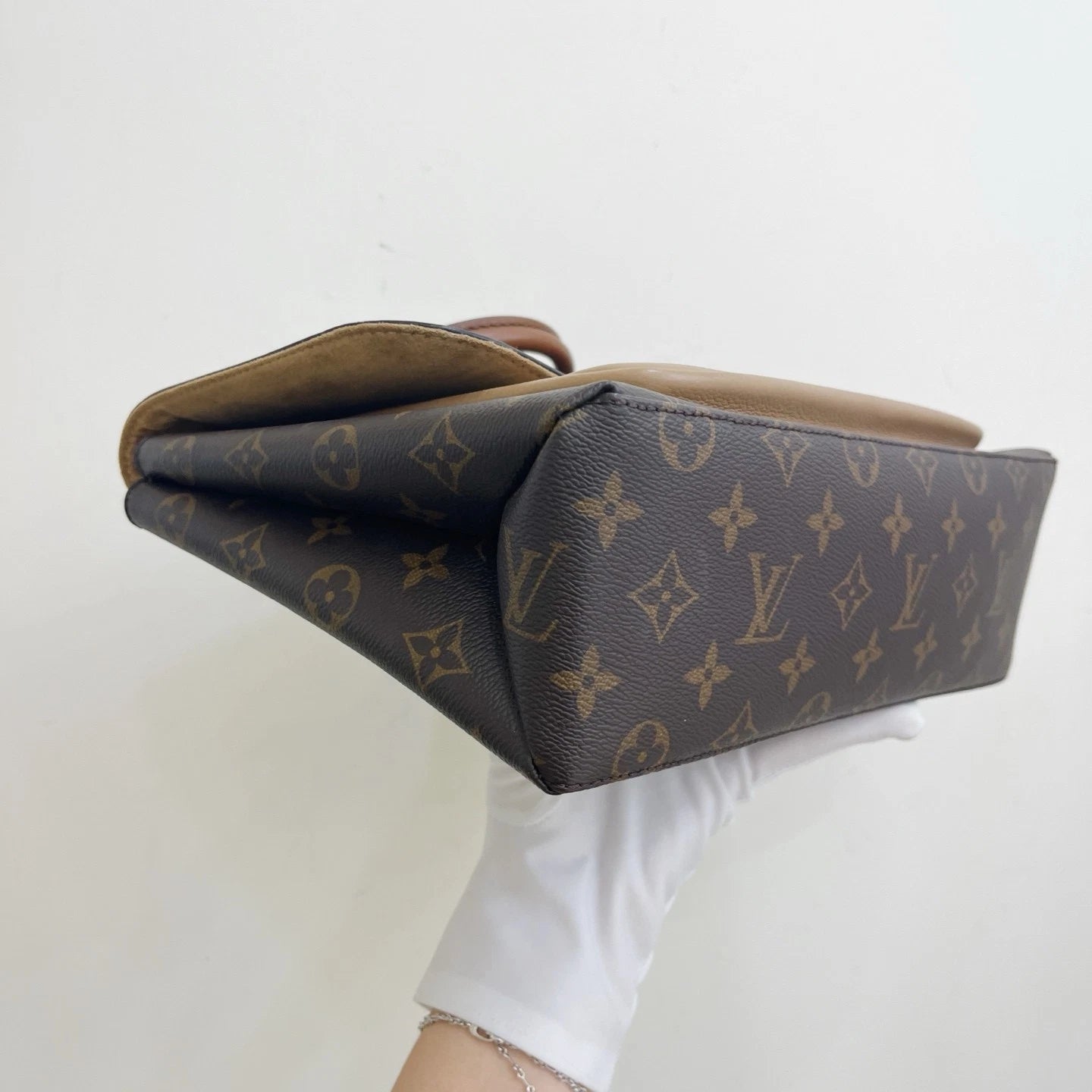 Louis Vuitton Marignan Monogram Top Handle Crossbody Bag Brown Gold Women