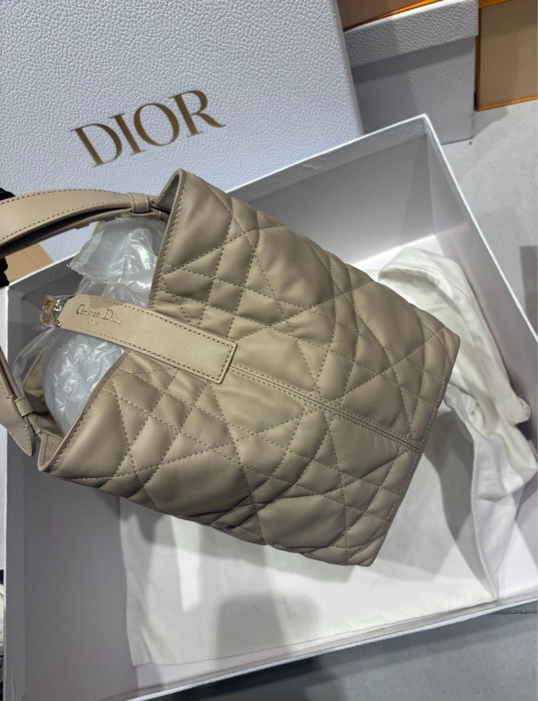 Dior Beige Medium Tote Handbag Bucket Bag For Women