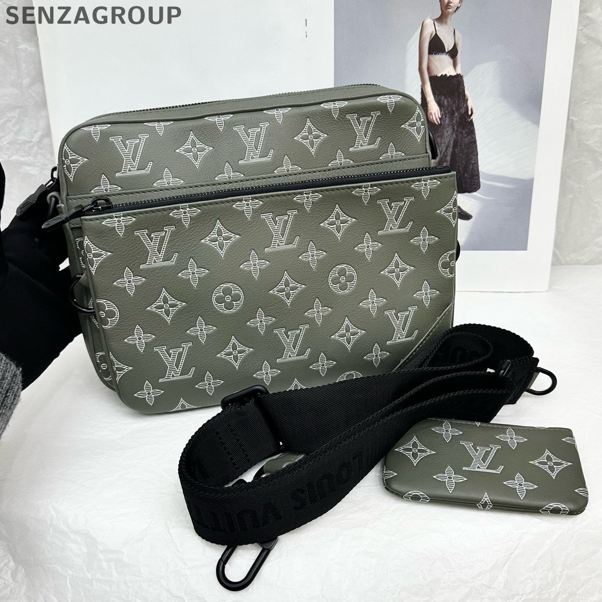 Louis Vuitton Trio Leather Embossed Messenger Crossbody Bag Unisex