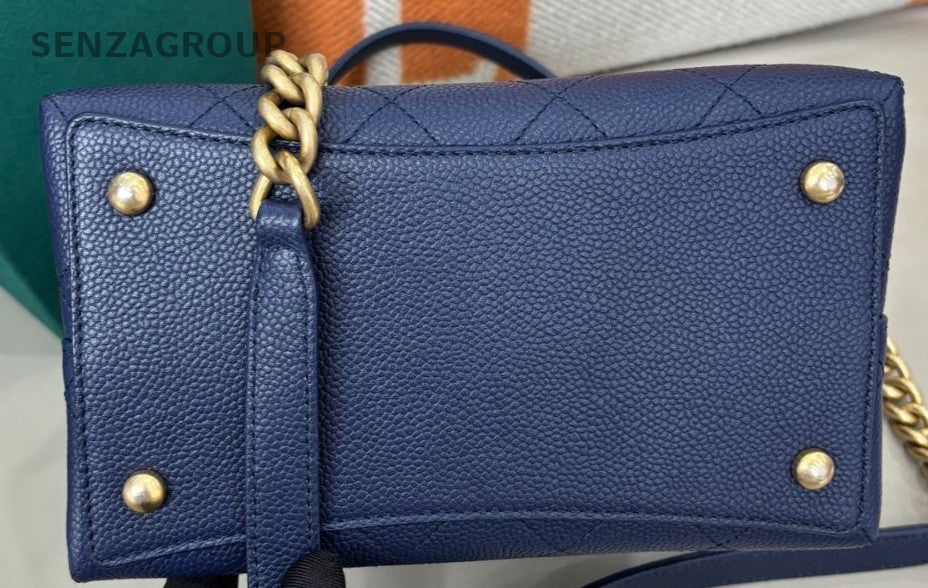 Chanel Calfskin Bucket Chain Shoulder Bag Crossbody Blue Gold Diamond Women
