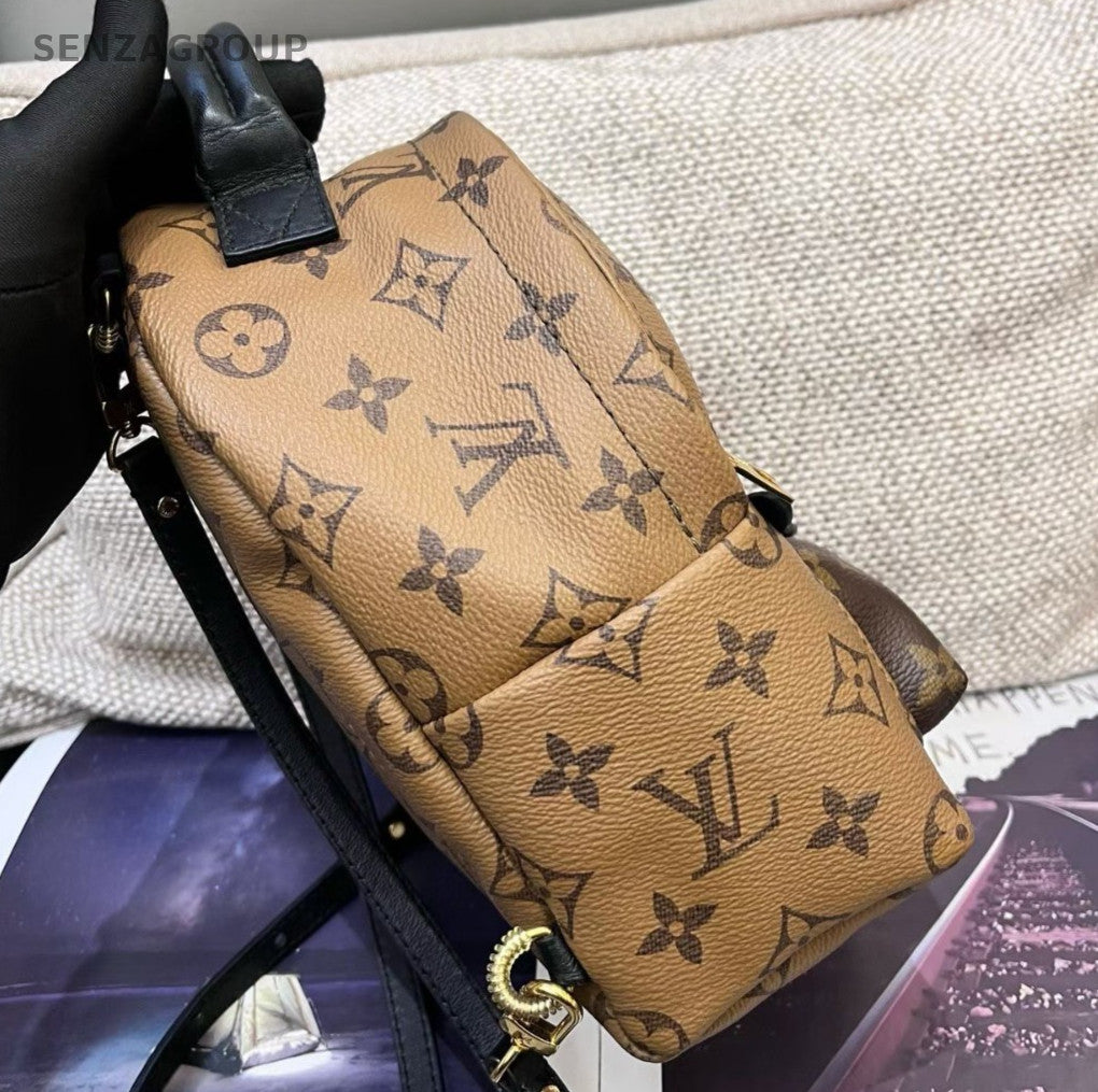Louis Vuitton Palm Springs Mini Monogram Backpack Brown Gold Used Women Classic