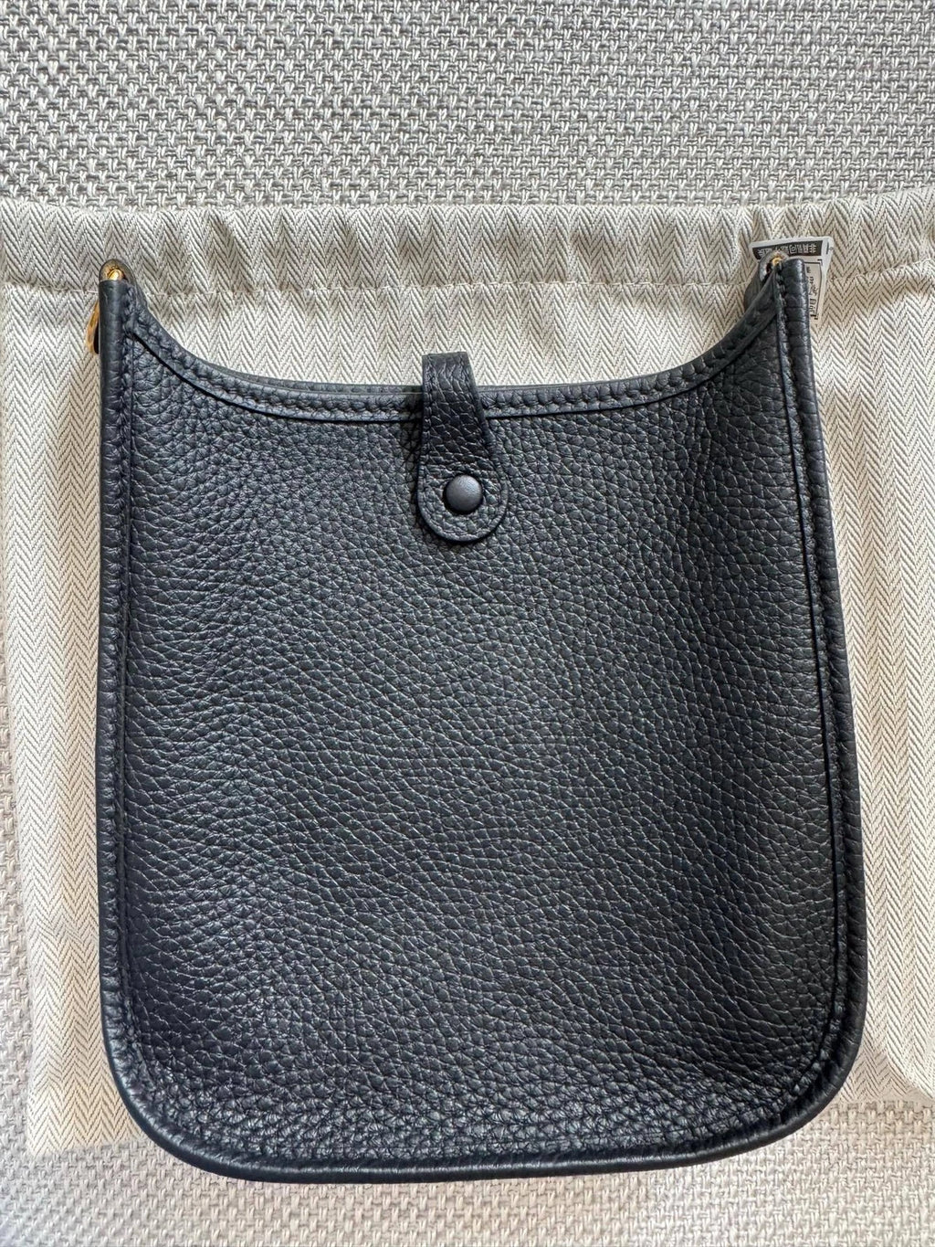 Hermes Evelyne Mini Black Gold Hardware Leather Crossbody Bag For Women