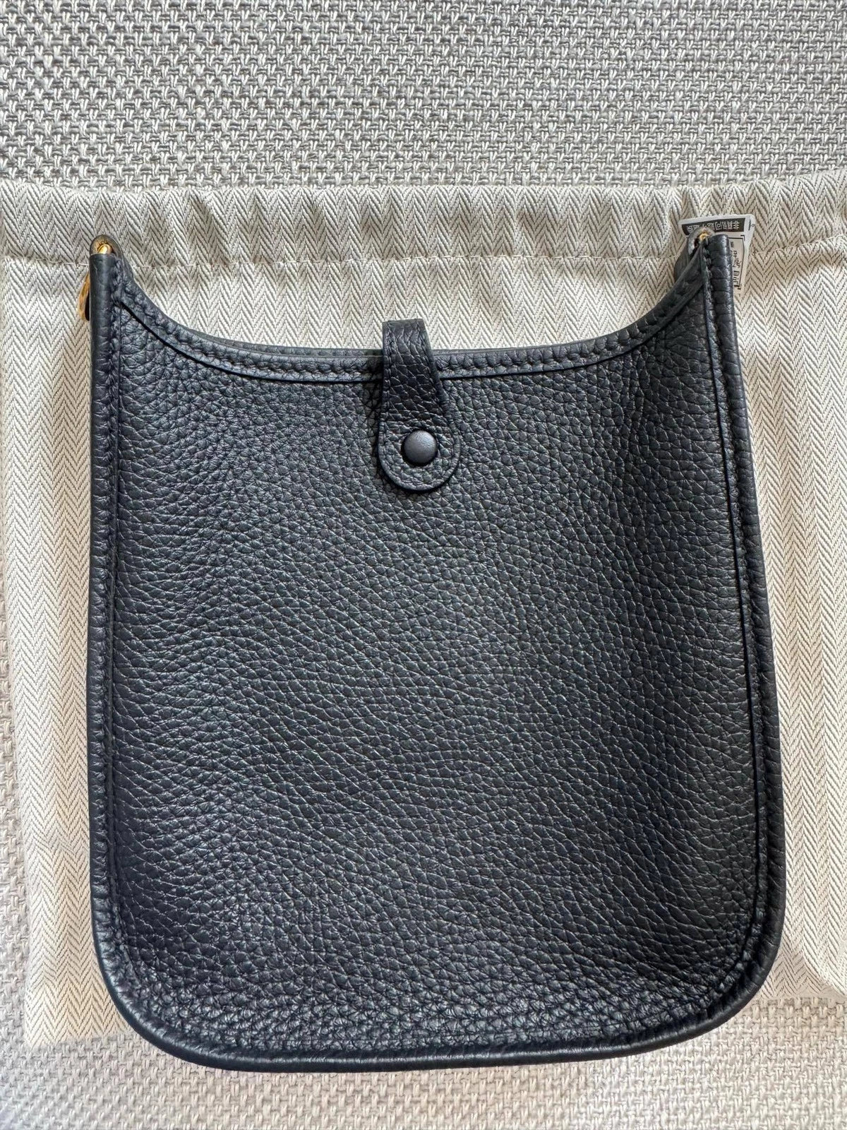 Hermes Evelyne Mini Black Gold Hardware Leather Crossbody Bag For Women