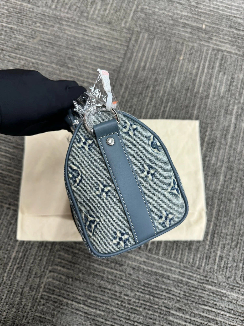 Louis Vuitton Keepall 25 Denim Logo Handbag For Women