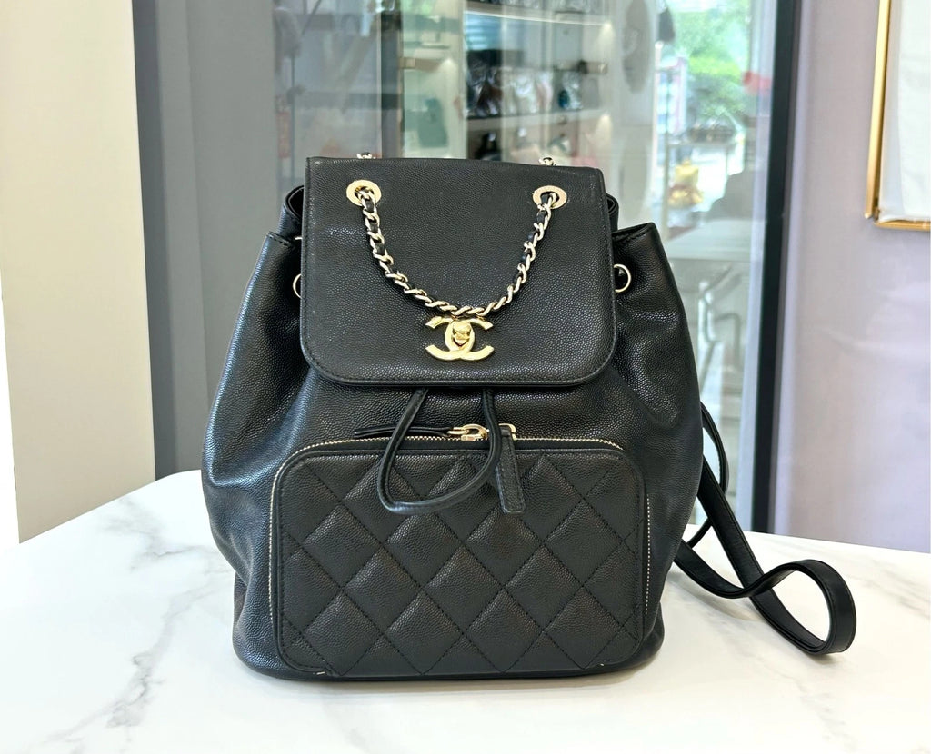 CHANEL Business Affinity Black Gold Backpack For Women