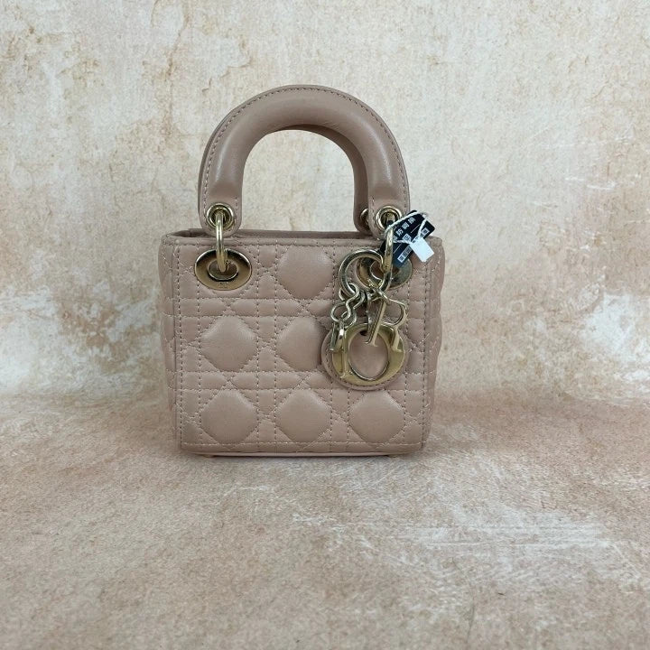 Dior Lady Dior Lambskin Pink Top Handle Excellent
