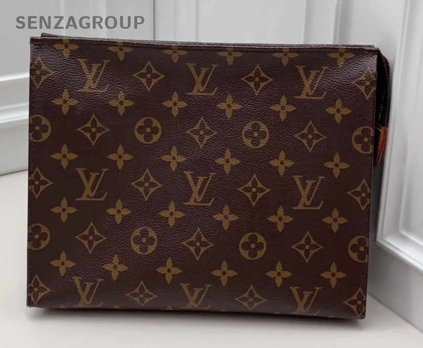 Louis Vuitton Monogram Clutch Brown Gold Unisex Adults Classic Fashion