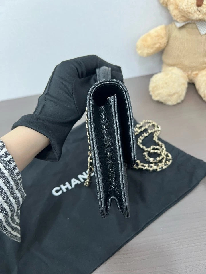CHANEL 25C Black Gold 3-Way Handbag Shoulder Backpack For Women