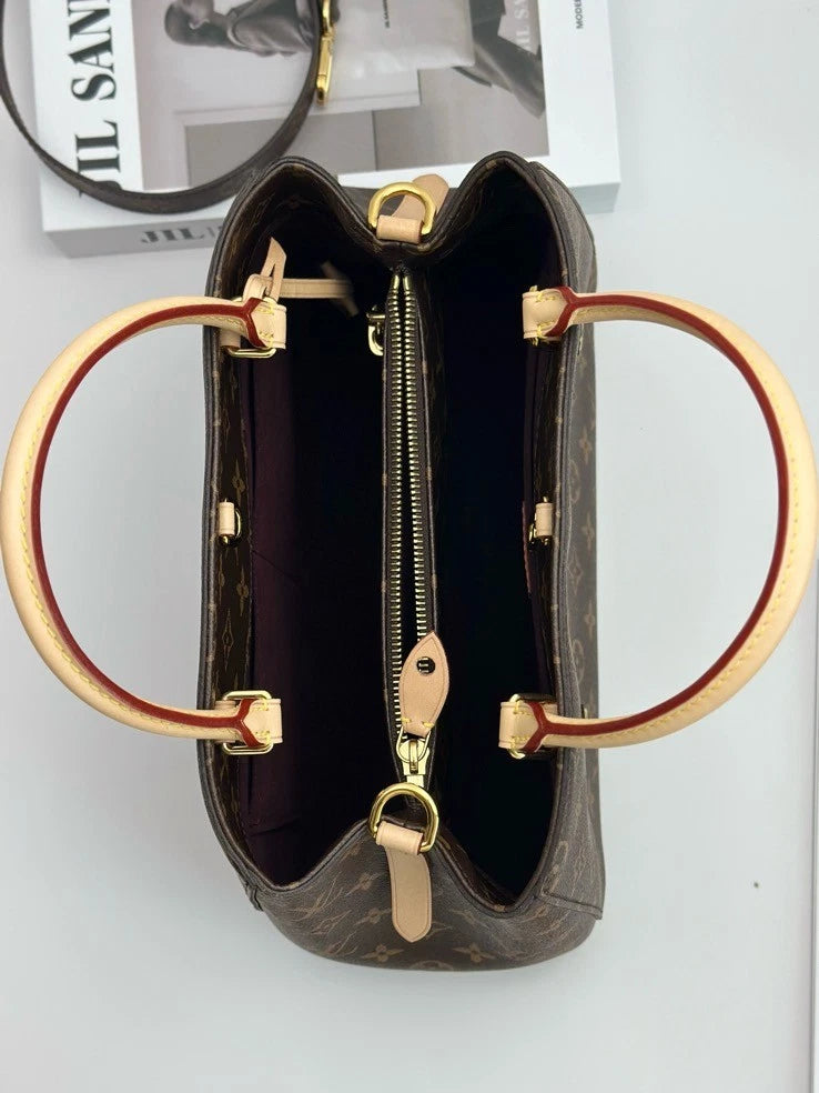 New Louis Vuitton Montaigne MM Monogram Canvas Calfskin Handbag Shoulder Bag