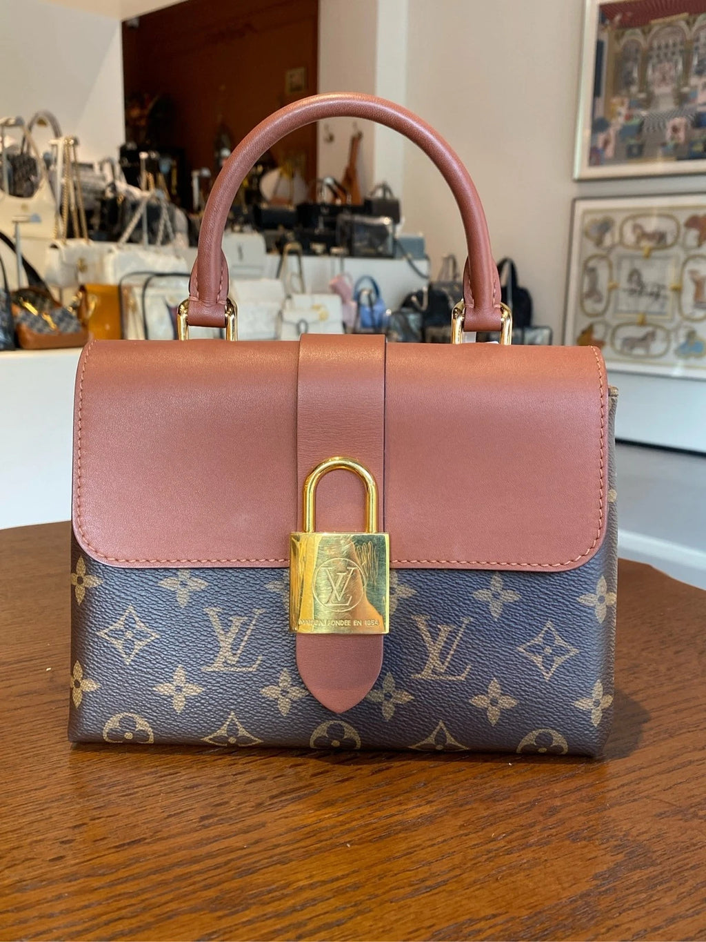 Louis Vuitton Brown Leather Locky BB Top Handle Bag For Women
