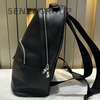 Louis Vuitton Anton Black Leather Backpack Silver Hardware Unisex Classic