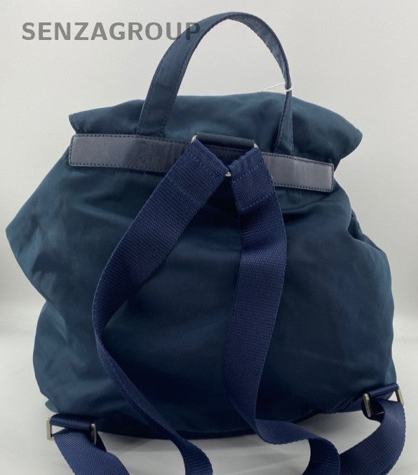 Prada Nylon Parachute Backpack Blue Silver Unisex Adults Classic