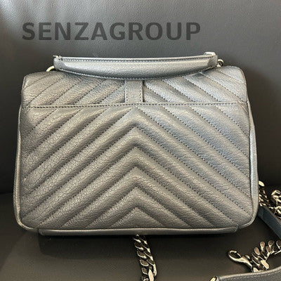 Saint Laurent YSL Small Gray Messenger Bag Silver Chain Crossbody Women