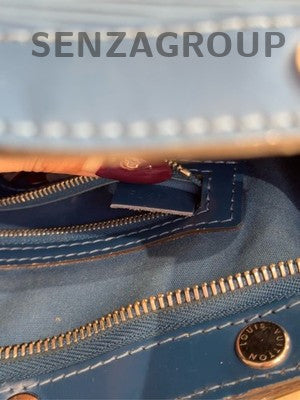Louis Vuitton Brea Blue Epi Leather Medium Handbag Silver Hardware