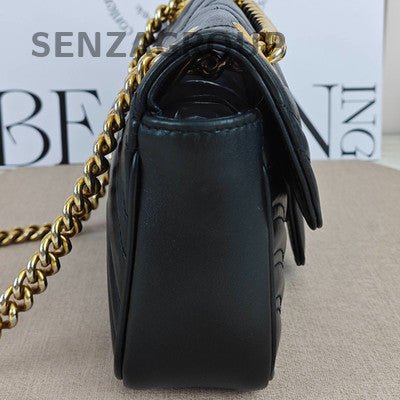 Gucci Marmont 22 Black Gold Chain Shoulder Crossbody Bag Women's Fashion