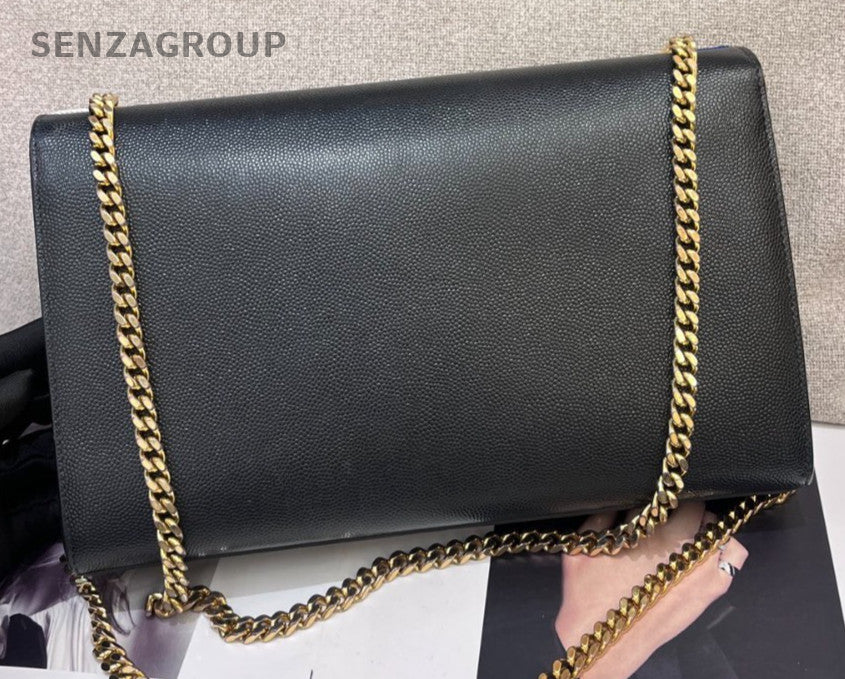 Saint Laurent Kate MM Calfskin Chain Shoulder Bag Crossbody Black Gold Women