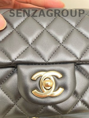 Chanel Classic Flap Mini Black Gold Chain Shoulder Crossbody Bag