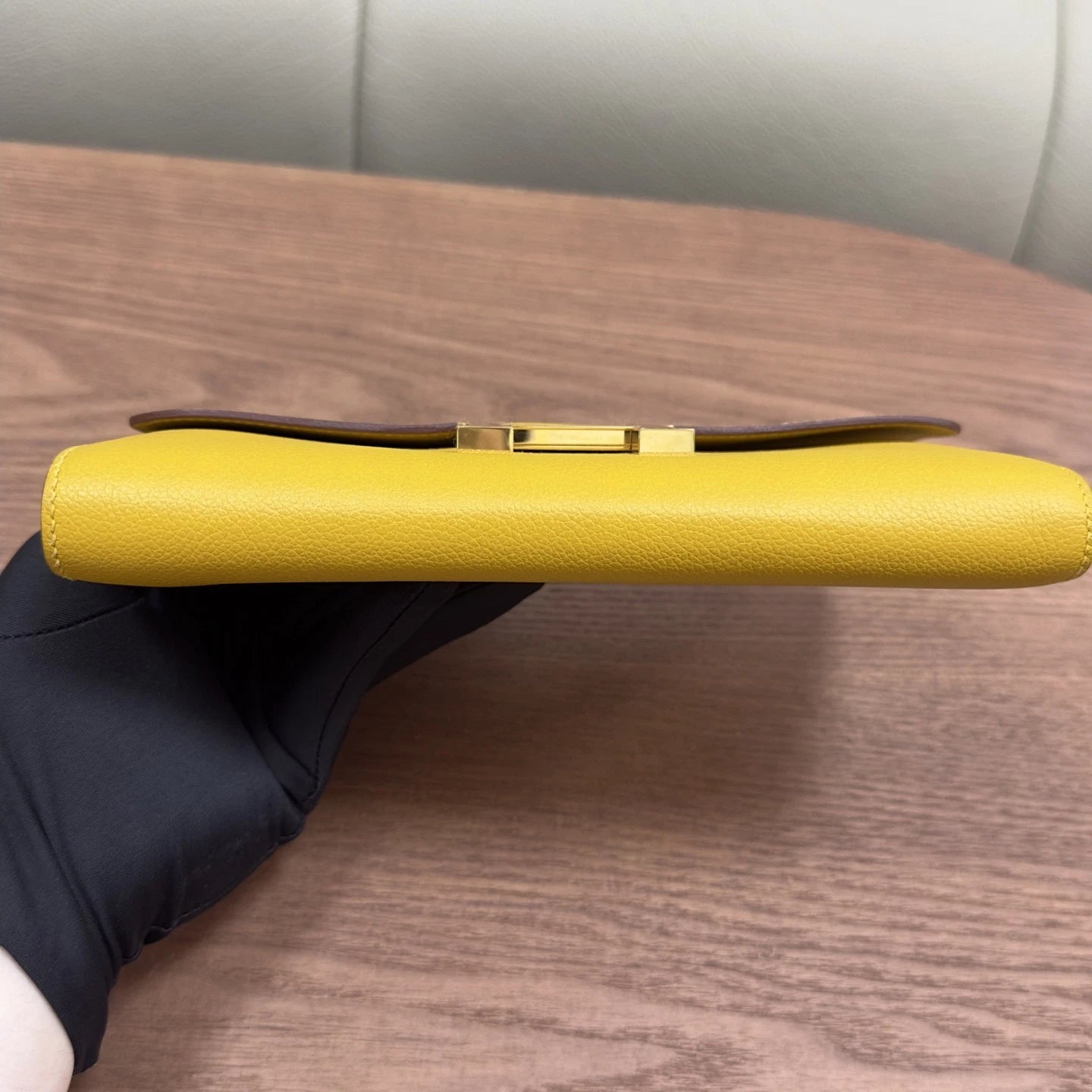 Hermes Constance Togo Leather Long Wallet Yellow Gold Hardware