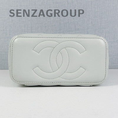 Chanel Camellia Cosmetic Case White Gold Chain Shoulder Crossbody Bag