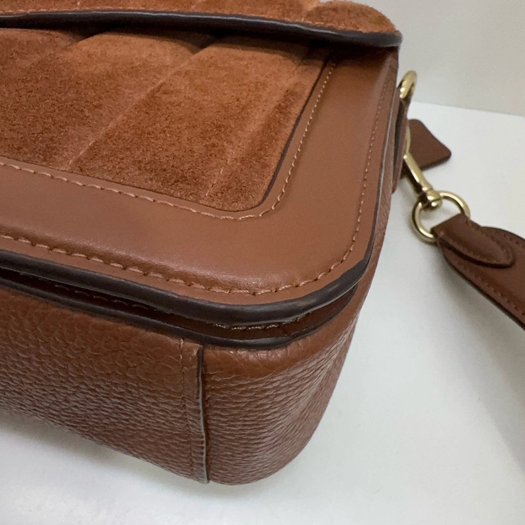 Coach Women's Georgie 27 Leather Suede Shoulder Crossbody Bag Caramel Brown