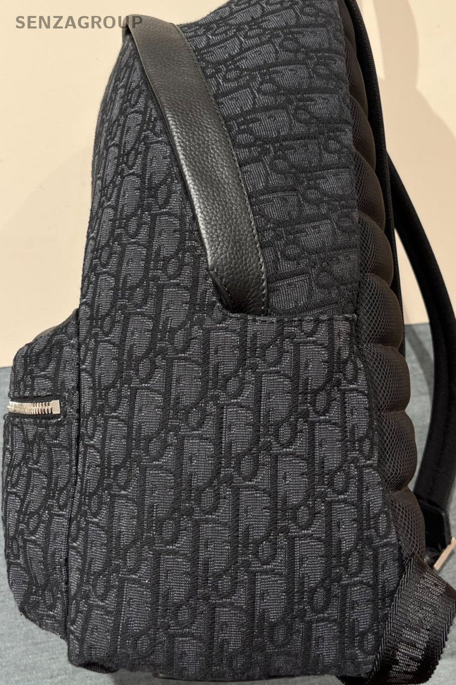 Christian Dior Rider Monogram Backpack Black Silver Unisex Adults Classic