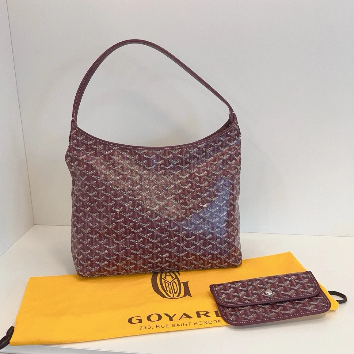 Goyard Boheme Hobo Shoulder Bag Red Silver Used Women Classic