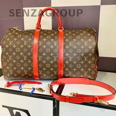 Louis Vuitton Keepall 50 Monogram Red Travel Bag Unisex Hand Carry