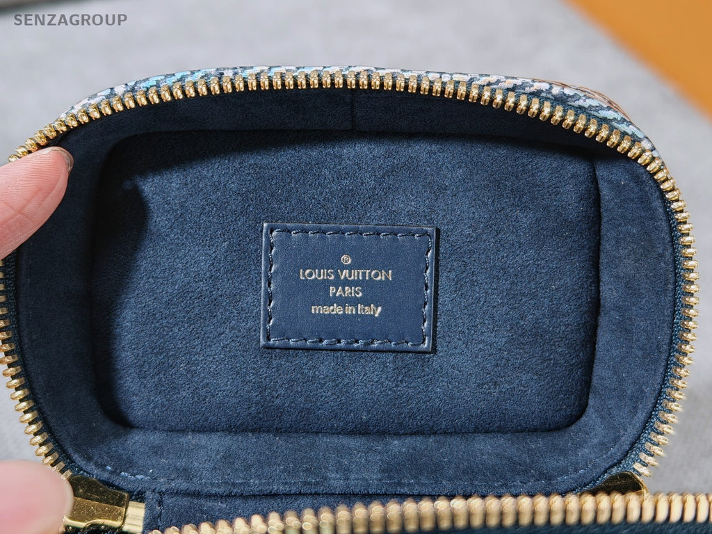 Louis Vuitton Vanity Mini Chain Shoulder Bag Blue Gold Used Women Classic