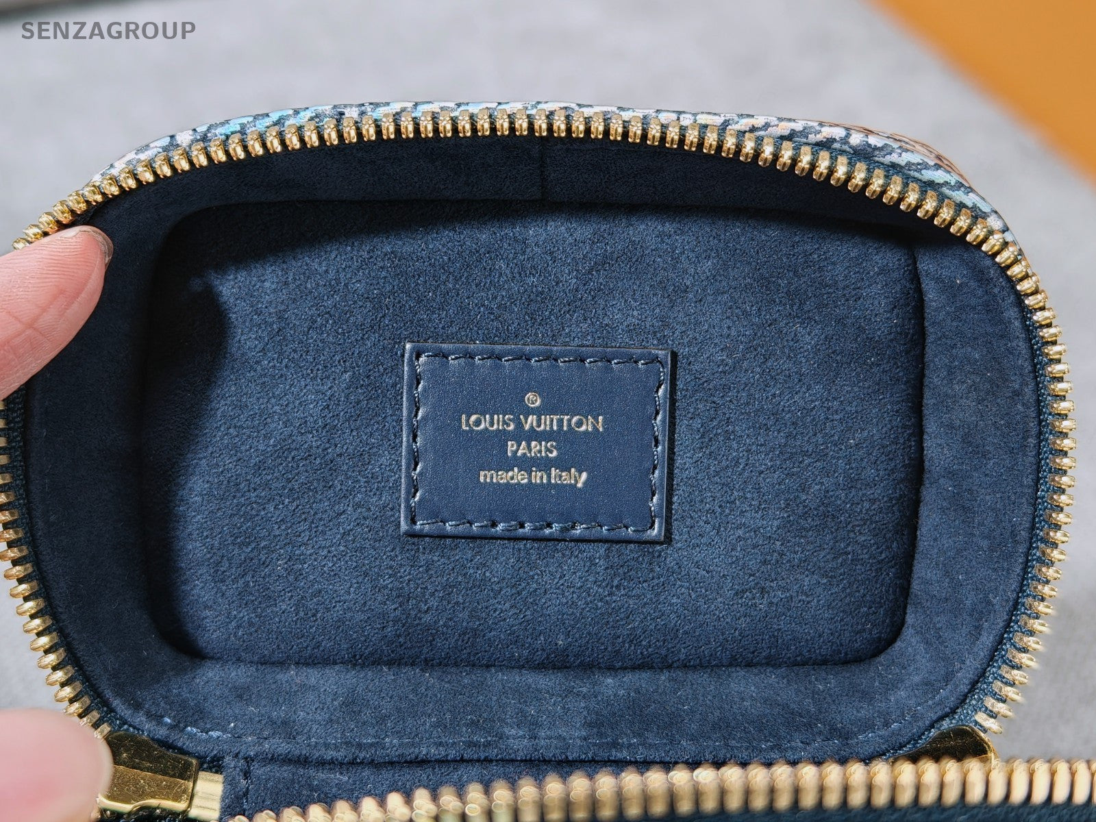 Louis Vuitton Vanity Mini Chain Shoulder Bag Blue Gold Used Women Classic