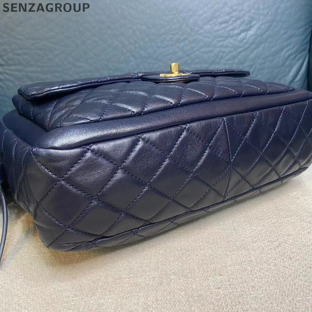 Chanel Large Camera Bag Quilted Chain Shoulder Bag Black Gold Classic Women