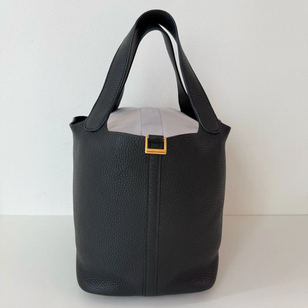 Hermes Picotin22 Top Handle Bag Black Gold Used Women Classic
