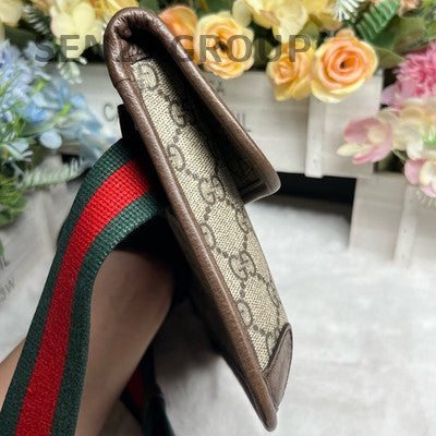 Gucci GG Supreme Belt Bag Brown Gold Buckle Women's Classic