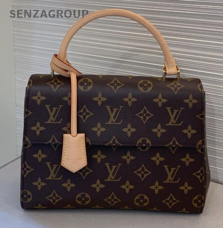 Louis Vuitton Cluny BB Monogram Top Handle Bag Crossbody Brown Gold Women