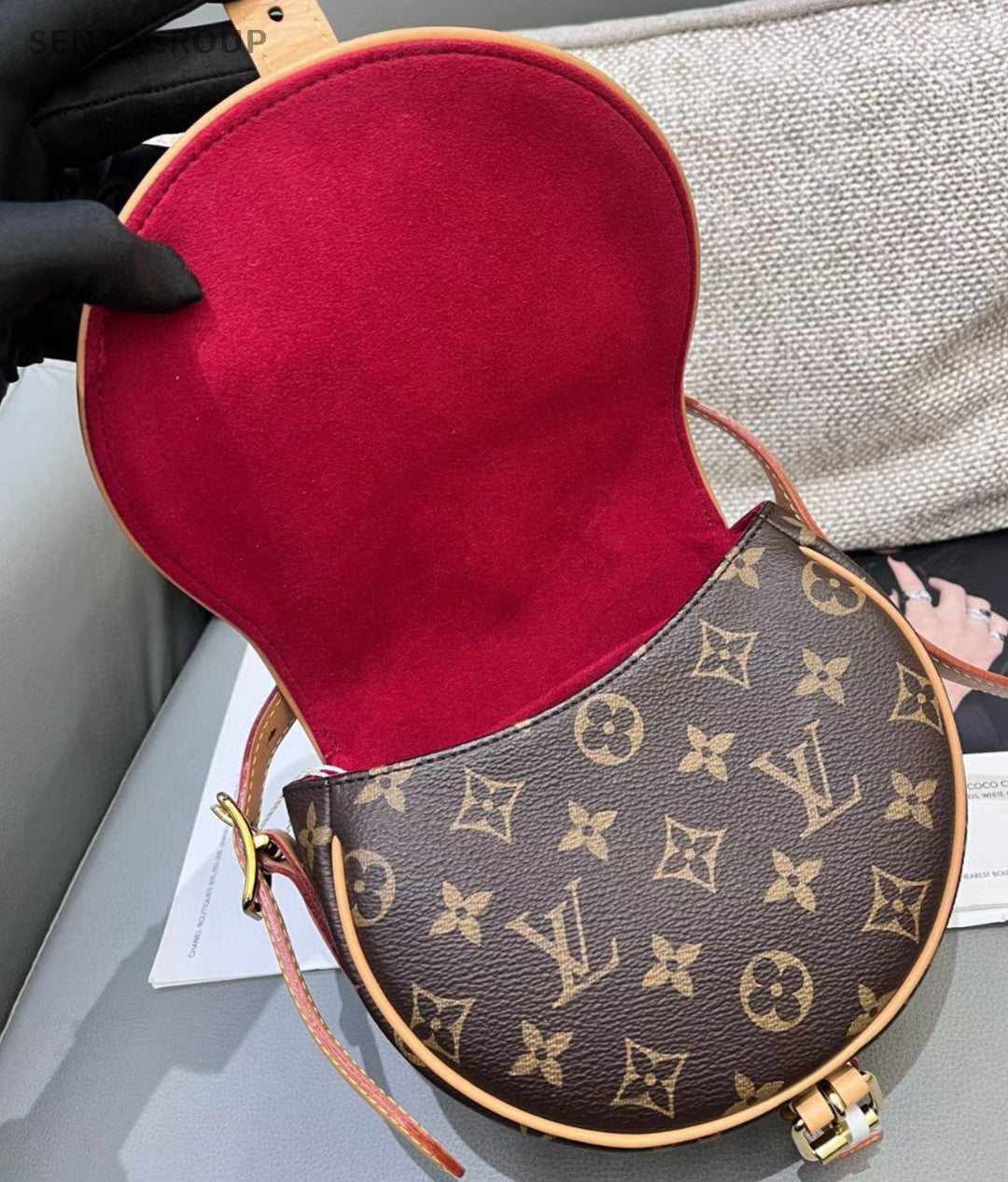 Louis Vuitton Tambourine Monogram Crossbody Brown Gold Women Classic