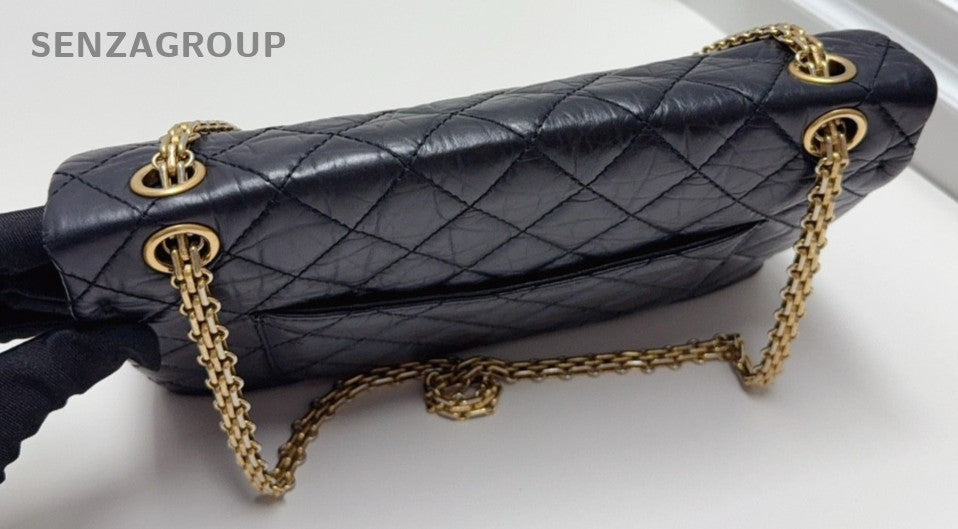 CHANEL Classic 2.55 Medium size Black gold Shoulder bag Crossbody